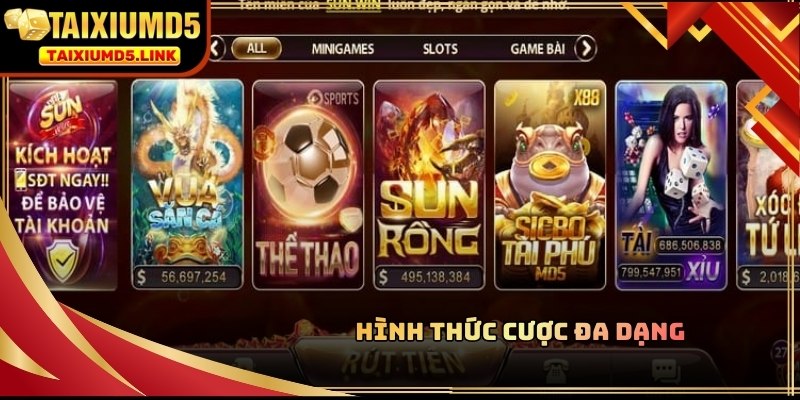 Giao diện bảng cược với nhiều lựa chọn linh hoạt cho người chơi